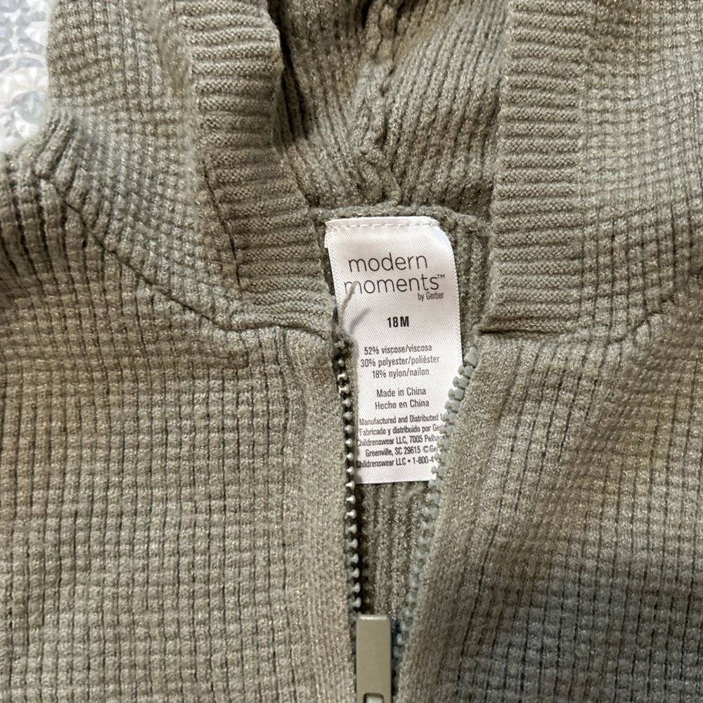 Waffle knit hoodie in olive green